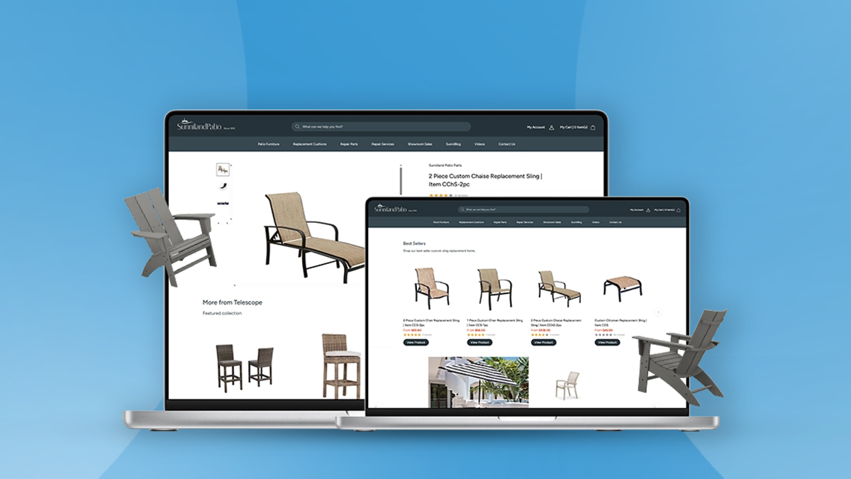 Older Sunniland Patio website homepage showing patio products and services with a dated layout and design.