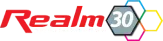 Realm 30 logo featuring bold red text, a hexagonal '30' badge, tagline, and colorful interlocking hexagons.