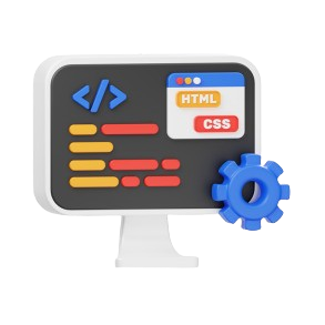 Web development services icon with HTML and CSS code