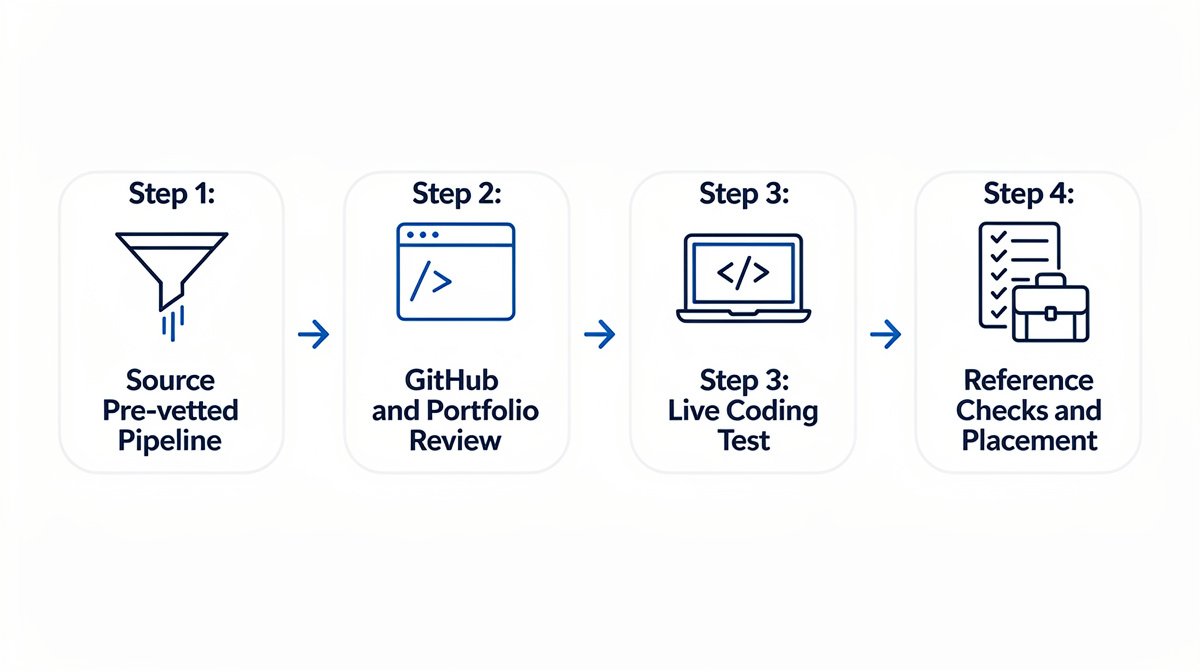 best developer hiring platform it staffing agency vetting process flowchart