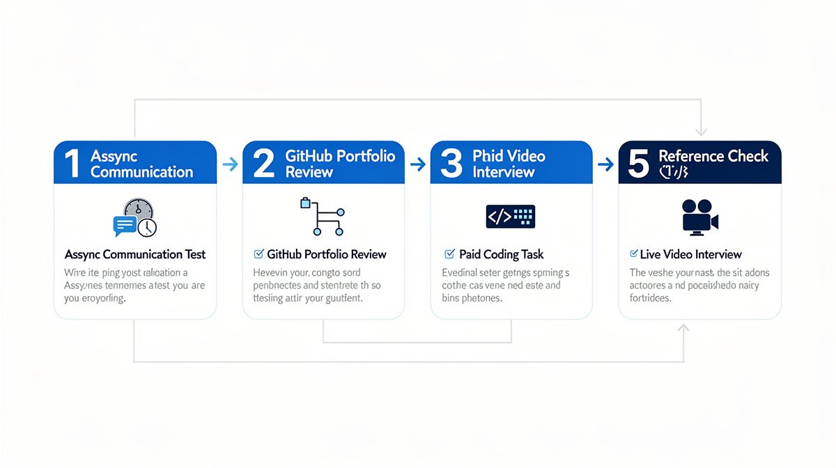 remote developer hiring vetting process flowchart resume skills test interview