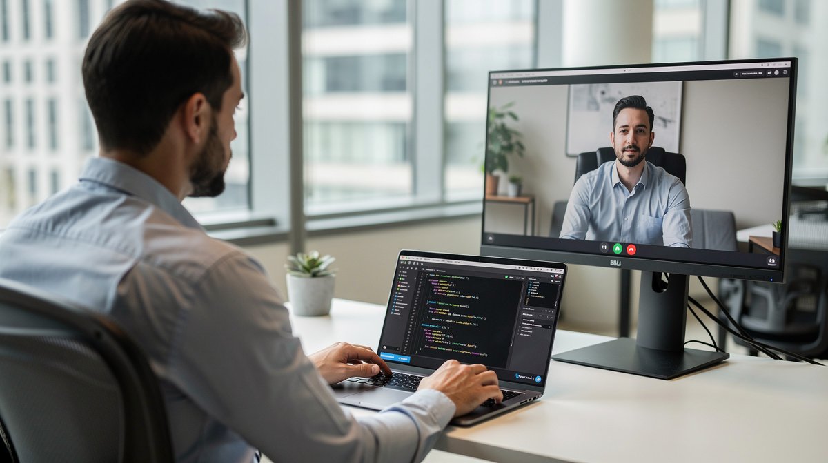 hire react developer technical interview screen share code review process
